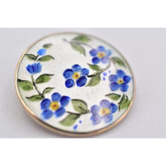 David Anderson Norway Pin Brooch Flower Enamel Round Signed Victorian 925 BinBP - Picture 10 of 12